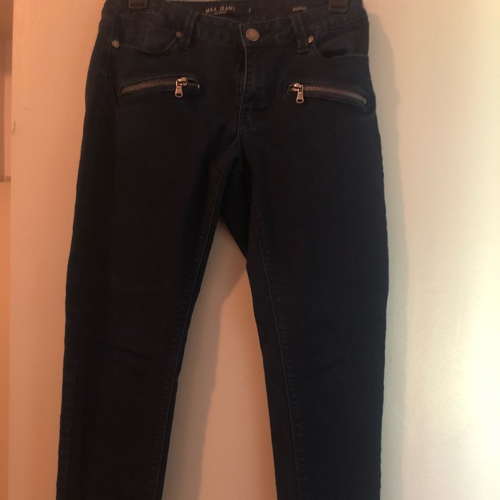 Navy blue denim ankle pants